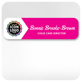 Professional Company Logo Pink White Employee ID 名札