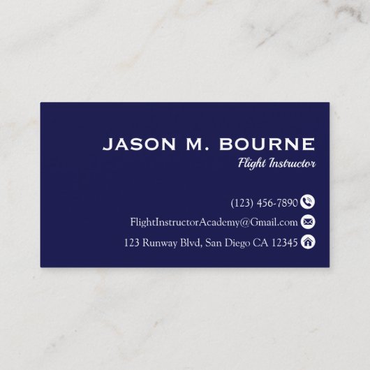 Professional Company Pilot Navy Blue Aviation  名刺 (裏面)