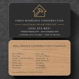 Professional Construction Worker Black Gold 名刺