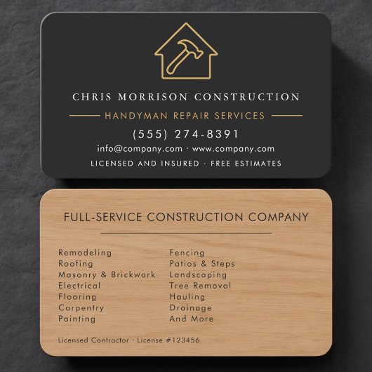 Professional Construction Worker Black Gold 名刺