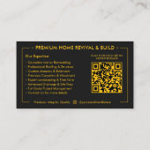 Professional Construction Yellow Black Contractor 名刺 (裏面)