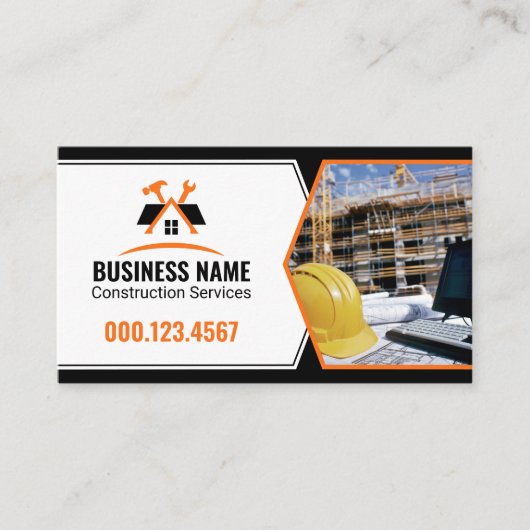 Professional Contractor Tools Orange White 名刺 (正面)