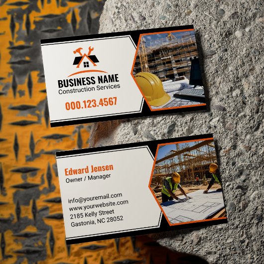 Professional Contractor Tools Orange White 名刺