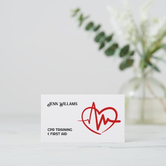 Professional CPR Instructor Business Cards with QR 名刺 (スタンド正面)