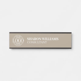 Professional Custom Business Logo Job Title Taupe  サインプレート