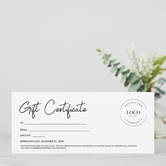 Professional Custom Logo Gift Certificate Script 招待状 (スタンド正面)