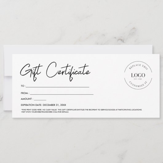 Professional Custom Logo Gift Certificate Script 招待状 (正面)