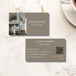 Professional Custom Photo QR Designer Taupe 名刺