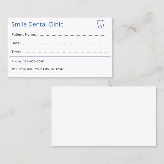 Professional Dental Appointment Card 予約カード (正面/裏面)