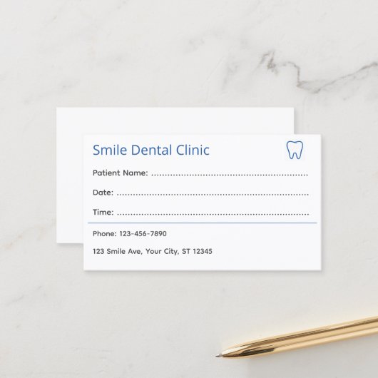 Professional Dental Appointment Card 予約カード (正面/裏面インサイチュ)