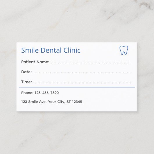 Professional Dental Appointment Card 予約カード (正面)