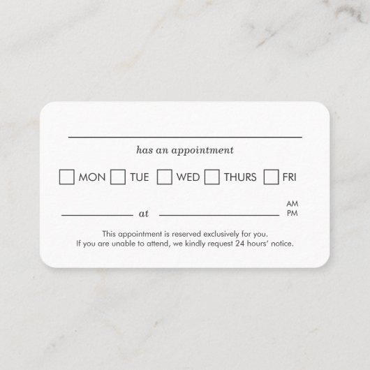 Professional Dental Appointment Reminder 名刺 (裏面)