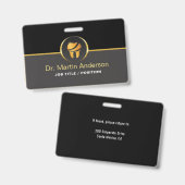  Professional Dental Clinic Gold Tooth Logo バッジ (表裏)