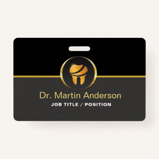 Professional Dental Clinic Gold Tooth Logo バッジ