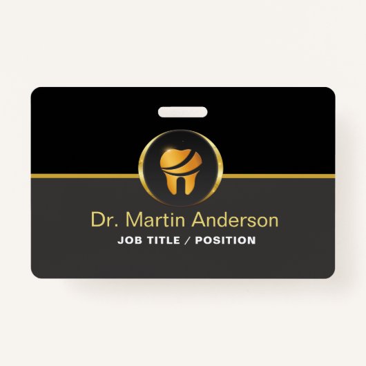 Professional Dental Clinic Gold Tooth Logo バッジ (正面)