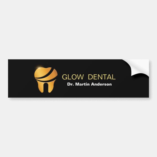Professional Dental Clinic Gold Tooth Logo バンパーステッカー (正面)