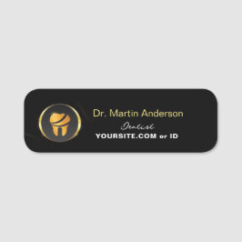  Professional Dental Clinic Gold Tooth Logo 名札