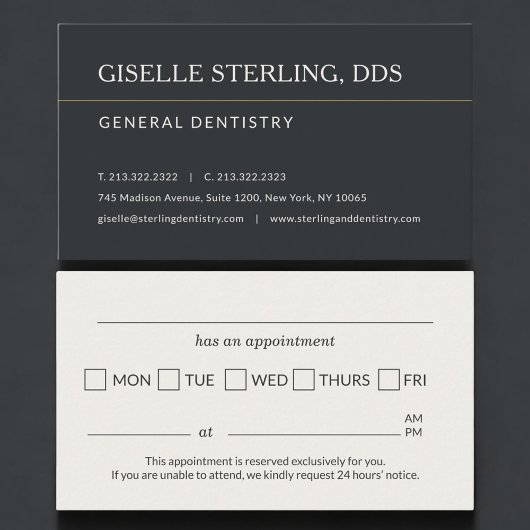 Professional Dentist Appointment Reminder 予約カード