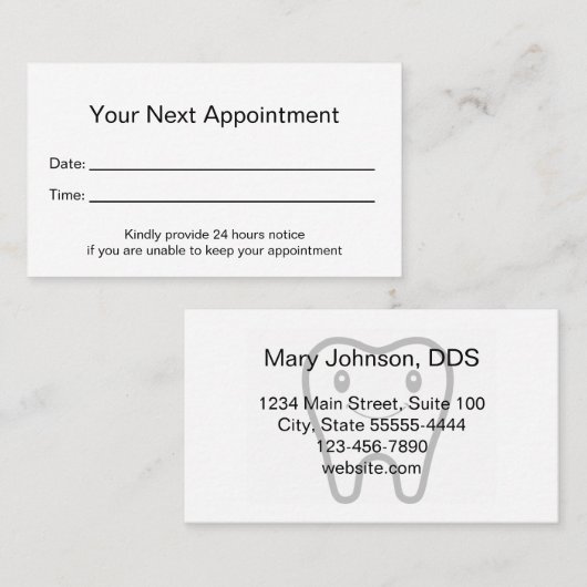 Professional Dentist Office Next Appointment Card 予約カード (正面/裏面)