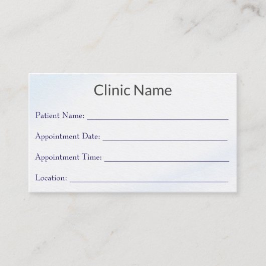 Professional Doctor Appointment Reminder Card 予約カード (正面)