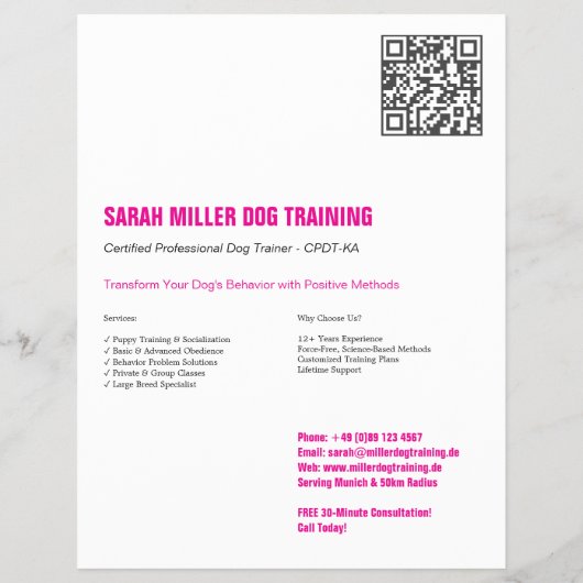 Professional Dog Trainer Flyer Great Dane  チラシ (裏面)