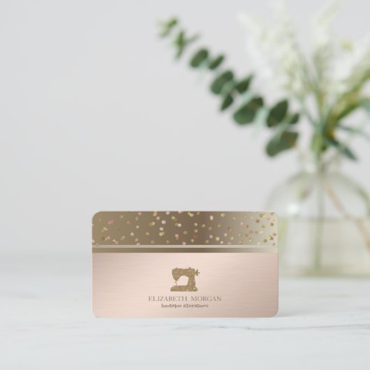 Professional Dots Gold Glitter Sewing Machine  名刺 (スタンド正面)