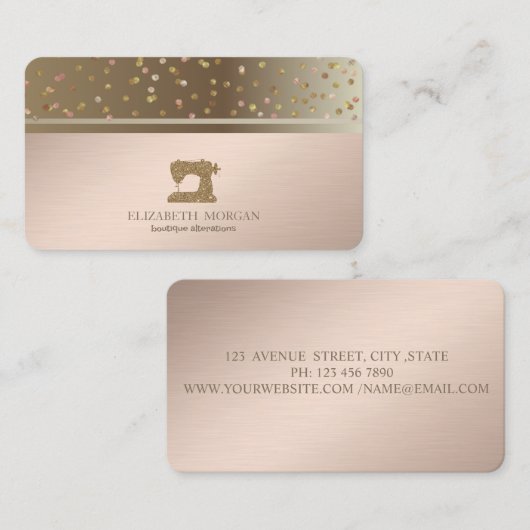 Professional Dots Gold Glitter Sewing Machine  名刺 (正面/裏面)