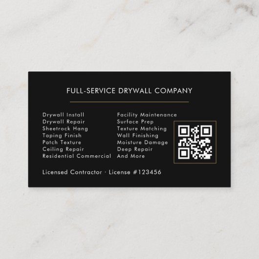 Professional Drywall Contractor QR Code 名刺 (裏面)