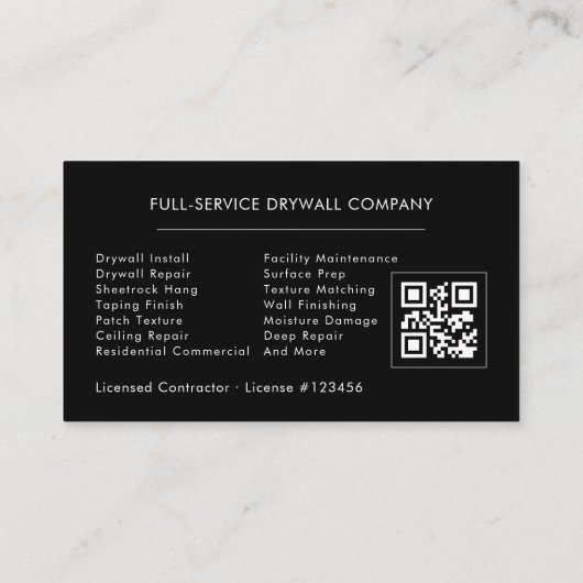 Professional Drywall Sheetrock QR Code 名刺 (裏面)