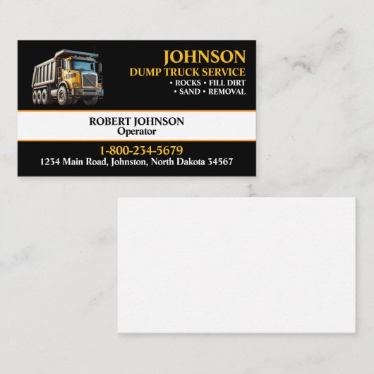 Professional Dump Truck Service 名刺 (正面/裏面)