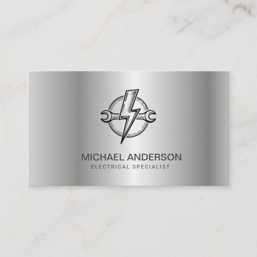 Professional Electrical Electrician Silver Gray    名刺 (正面)