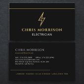 Professional Electrician Black Gold Contractor 名刺