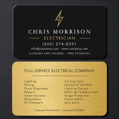Professional Electrician Contractor Black & Gold 名刺