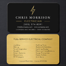 Professional Electrician Contractor Black & Gold 名刺