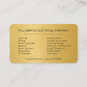 Professional Electrician Contractor Black & Gold 名刺 (裏面)