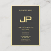 Professional Elegant Black & Gold Monogram Initial 名刺 (正面)