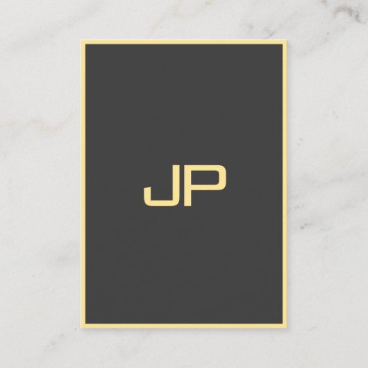 Professional Elegant Black & Gold Monogram Initial 名刺 (裏面)