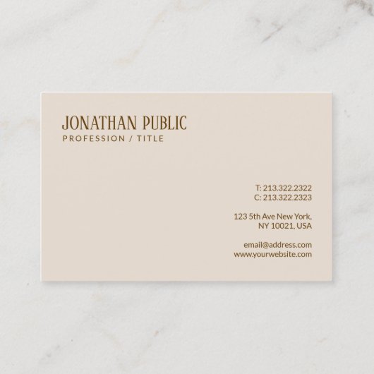 Professional Elegant Brown & Beige Luxury Silk 名刺 (裏面)