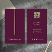 Professional Elegant Burgundy Wine & Gold Qr code 名刺