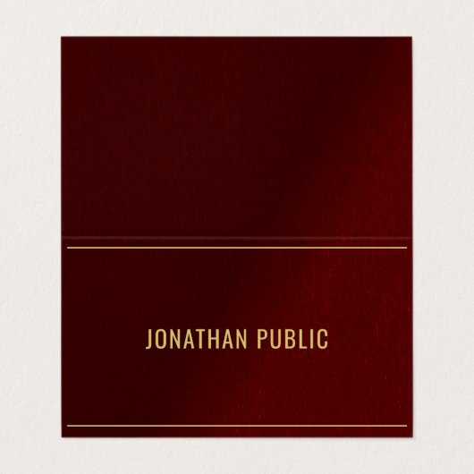 Professional Elegant Folded Bordeaux And Gold 名刺 (外部フラット)
