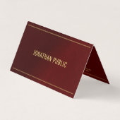 Professional Elegant Folded Bordeaux And Gold 名刺 (正面)