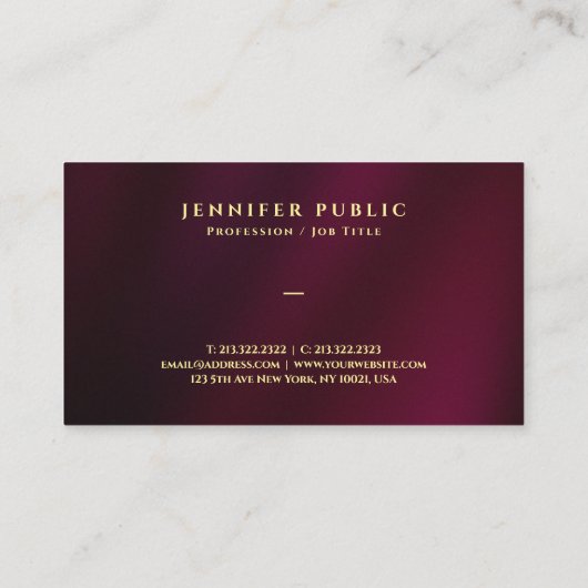 Professional Elegant Gold Text Luxury Premium Silk 名刺 (裏面)