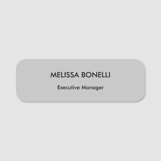 Professional elegant grey plain minimalist modern 名札 (正面)