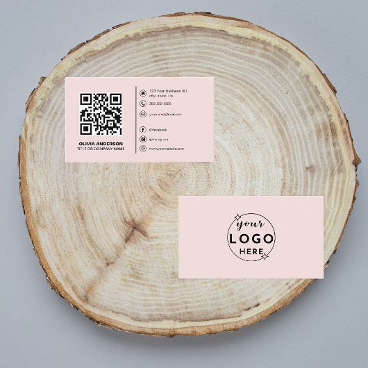 Professional Elegant Minimalist Modern Blush Pink 名刺