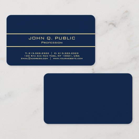 Professional Elegant Modern Blue And Gold Luxury 名刺 (正面/裏面)