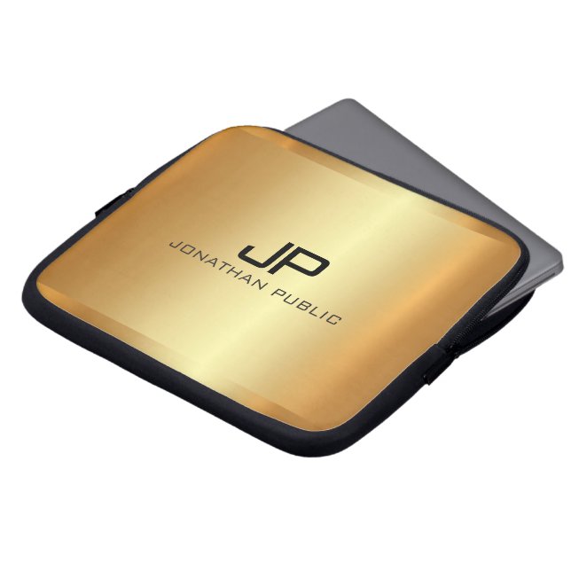 Professional Elegant Modern Luxe Gold Template ラップトップスリーブ (正面上部)