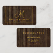 Professional Elegant Modern Monogram Gold & White 名刺 (正面/裏面)