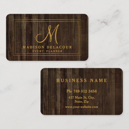 Professional Elegant Modern Monogram Gold & White 名刺 (正面/裏面)