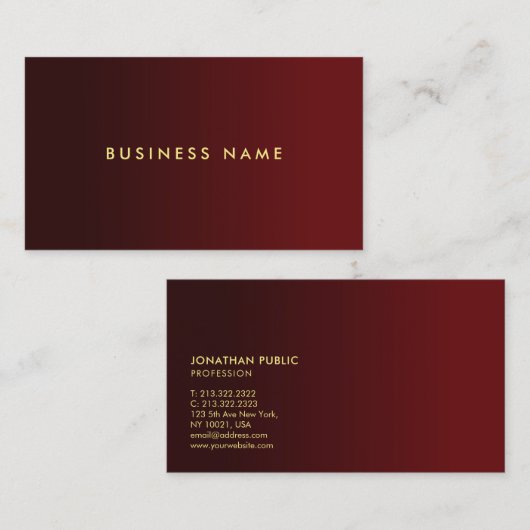 Professional Elegant Modern Red And Gold Template 名刺 (正面/裏面)