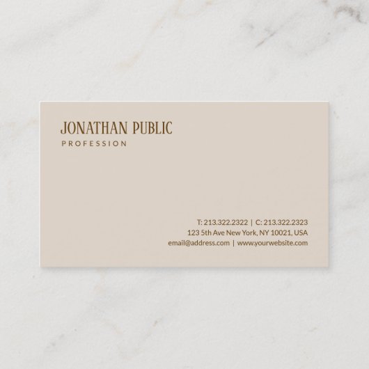 Professional Elegant Template Brown & Beige Luxury 名刺 (裏面)